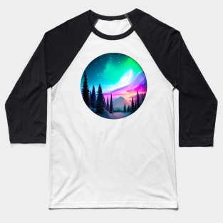 Northern Lights - Winter - Natural Beauty - Christmas Baseball T-Shirt